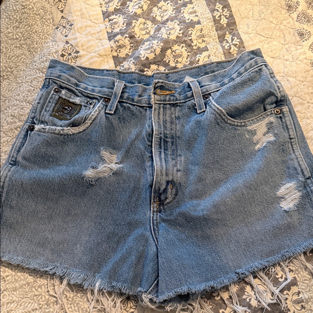 Cinch Light Blue Distressed Jean Shorts